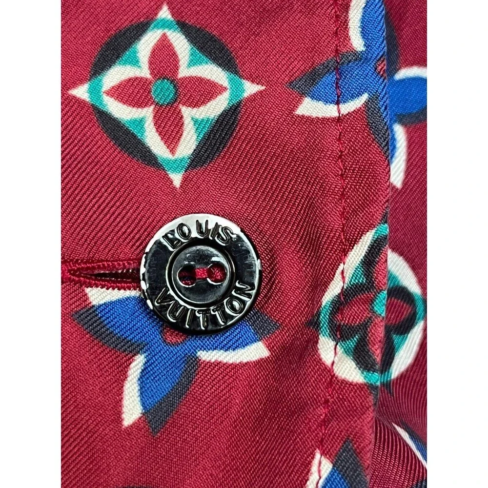 Louis Vuitton Silk Pajama Top Size Italian 38 US 6 Burgundy Luxury‎ Old Money